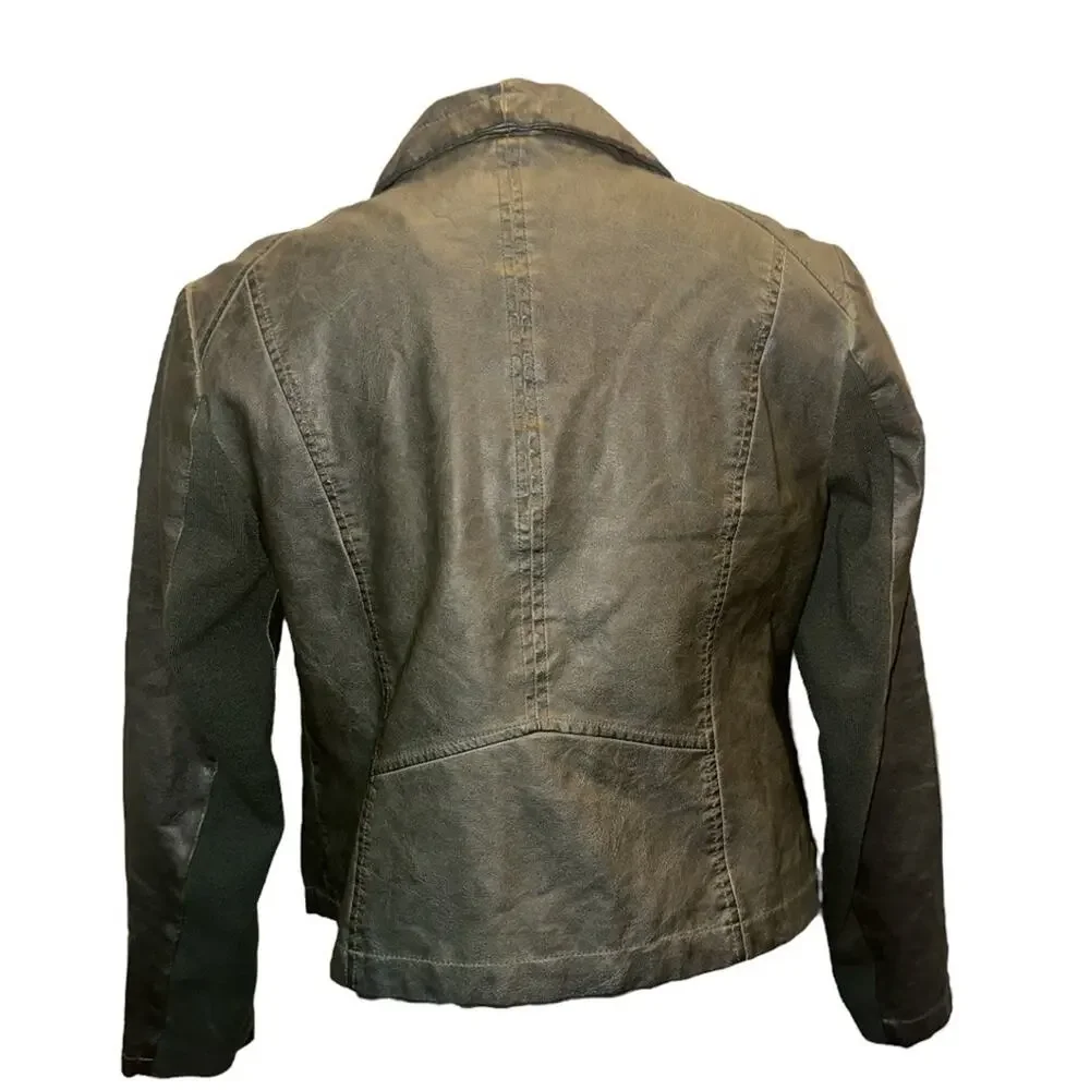 BAGATELLE Green Vegan Leather Moto Jacket Missing Size Tag - Picture 7 of 7